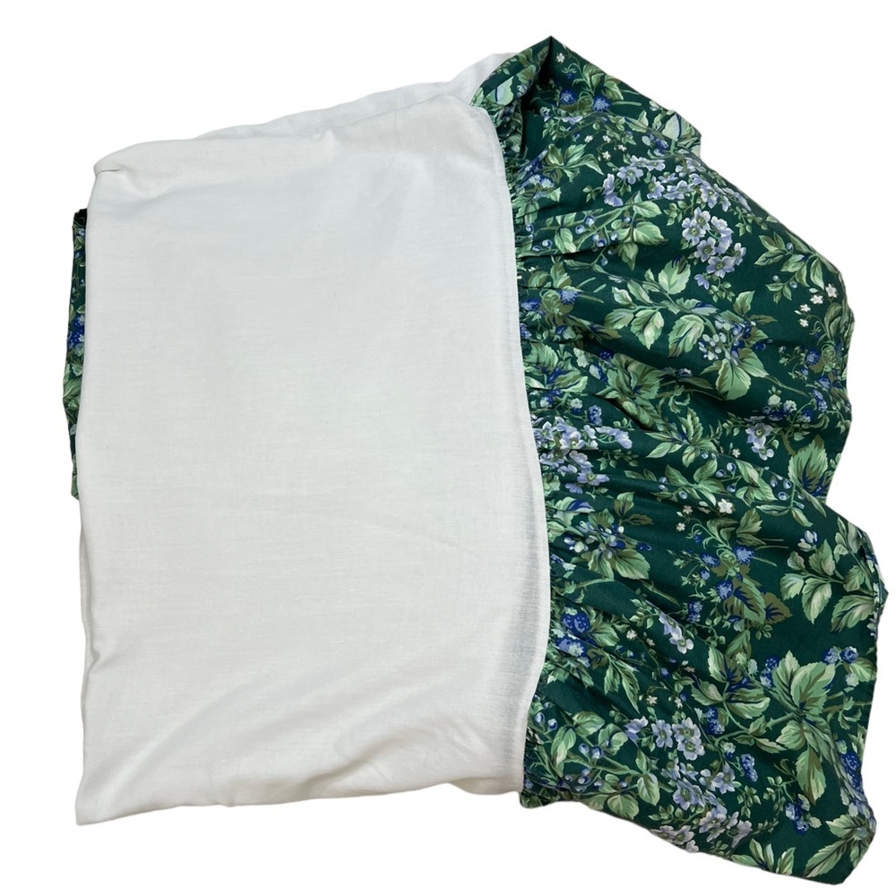 Laura Ashley Green and White Floral Bed Skirt